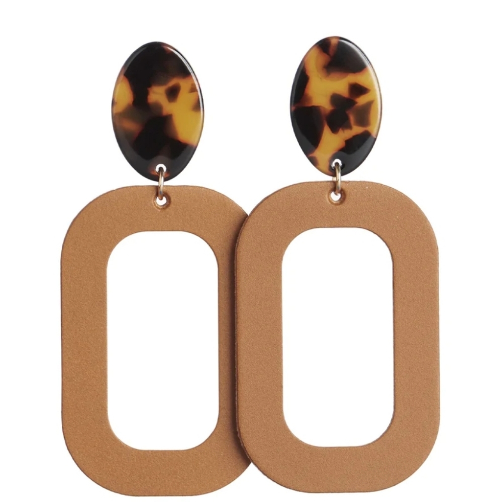Nickel and Suede London Tan Blochs Leather Earrings